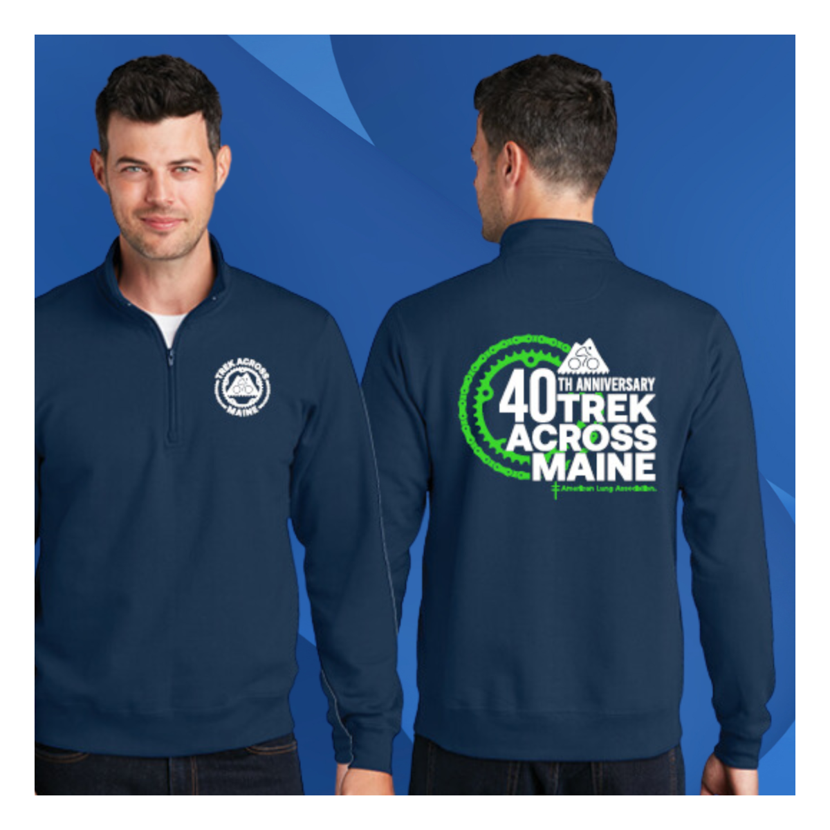 Trek Across Maine 40th Anniversary 1/4 Zip Sweatshirt (Navy)