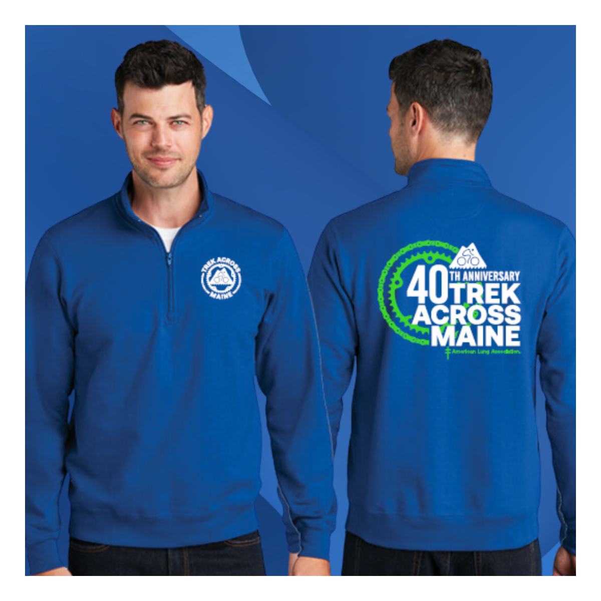Trek Across Maine 40th Anniversary 1/4 Zip Sweatshirt (Royal Blue)